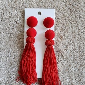 Red velvet fringe earnings..New with tags